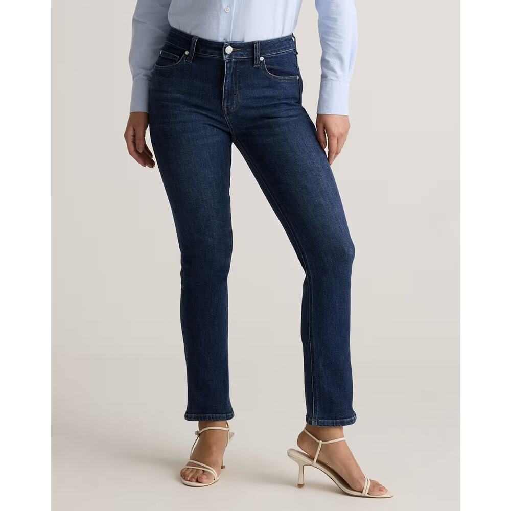 Quince Luna Stretch Mid Rise Slim Straight Ankle Jeans Midnight Blue Size 31